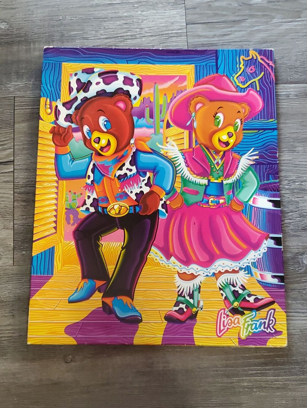 Vintage 90s Lisa Frank Cowboy Bearific Buckaroos Folder
